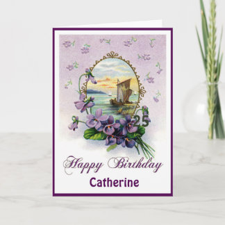 Carte d'anniversaire Violets et Bateaux