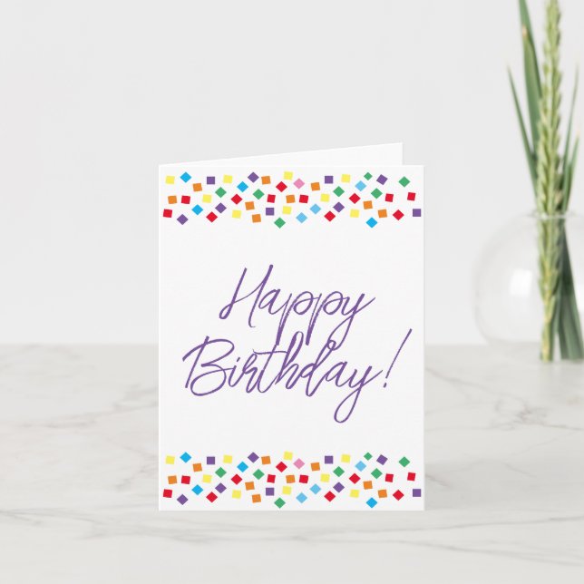 Carte d'anniversaire violette Confetti joyeuse (vi (Devant)