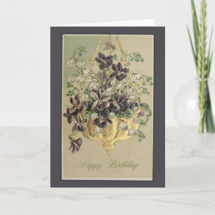 Carte d'anniversaire violette vintage