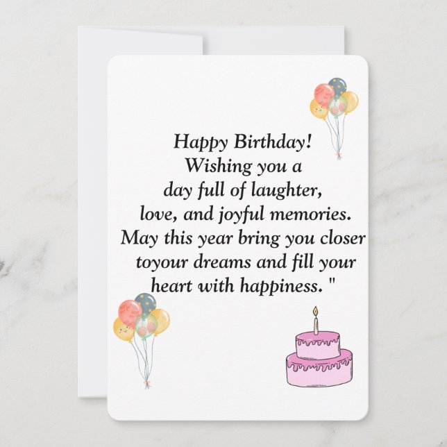 Carte d'anniversaire - Vœux joyeux, Ballons & C (Devant)