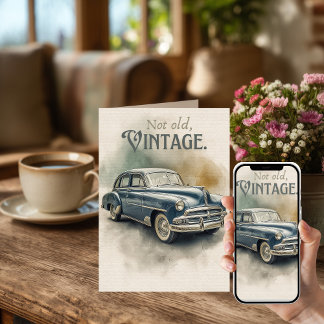 Carte d'anniversaire voiture de tourisme vintage 1