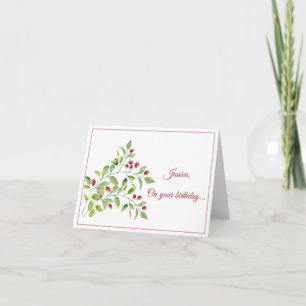 Carte d'anniversaire Watercolor Berry Stem