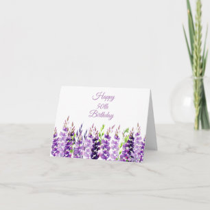 Carte d'anniversaire Watercolor Lavender Border