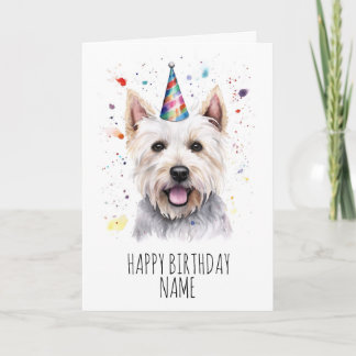 Carte d'anniversaire Watercolor Westie
