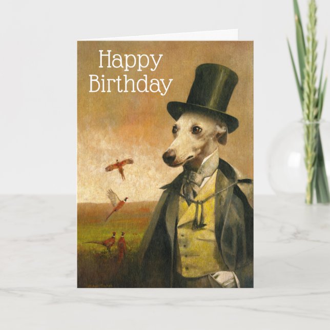 Carte d'anniversaire Whippet vintage (Devant)