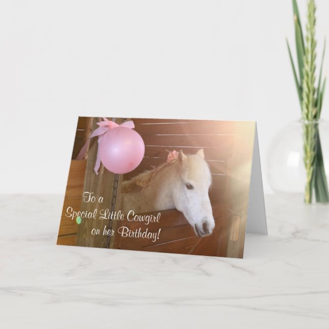Carte d'anniversaire White Pony Cowgirl (Devant)