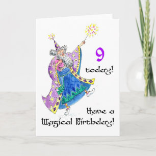 Carte d'anniversaire 'Wizard' pour un enfant de 9 