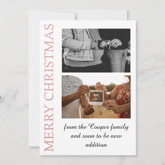 Carte d'annonce bébé rose gold, plus on est de fou (Devant)