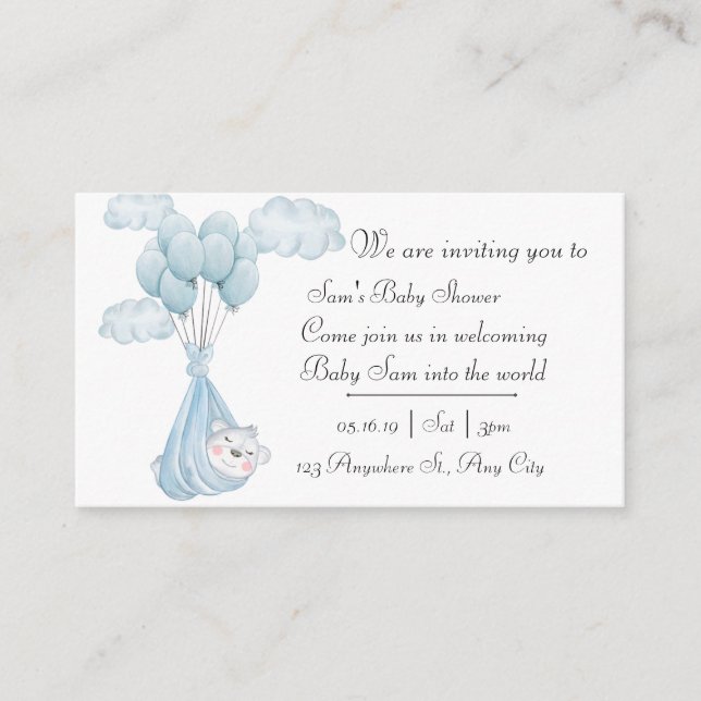 Carte d'annonce de Baby Shower (Devant)