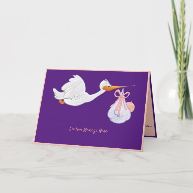 Carte d'annonce de Baby Shower pour une petite fil (Devant)