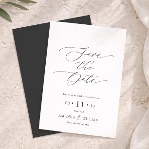 Carte d'annonce de date élégante à l'écriture manu