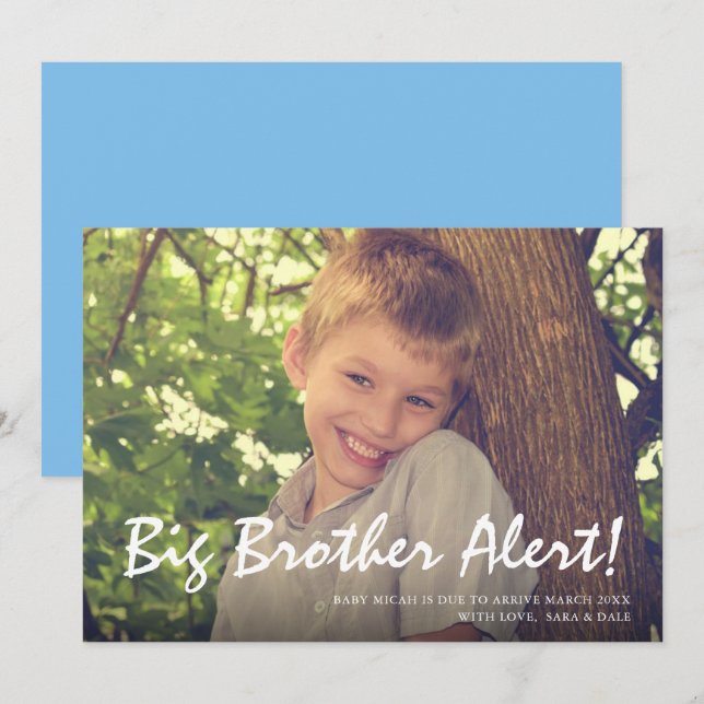 Carte d'annonce de grossesse Photo Big Brother Ble (Devant / Derrière)