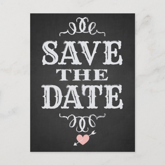 Carte d'annonce de mariage à la craie de style wes (Devant)