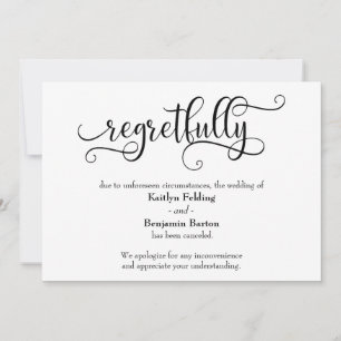 Carte d'annonce de mariage annulé avec regret