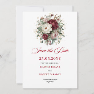 Carte d'annonce de mariage élégante avec fleurs bo