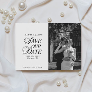 Carte d'annonce de mariage élégante noir et blanc