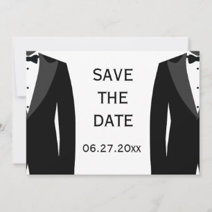 Carte d'annonce de mariage gay élégante blanche