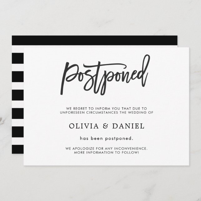 Carte d'annonce de mariage reporté simple (Devant / Derrière)