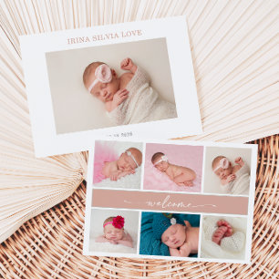 Carte d'annonce de naissance avec collage de photo