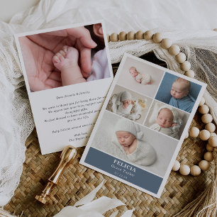 Carte d'annonce de naissance bébé en collage photo