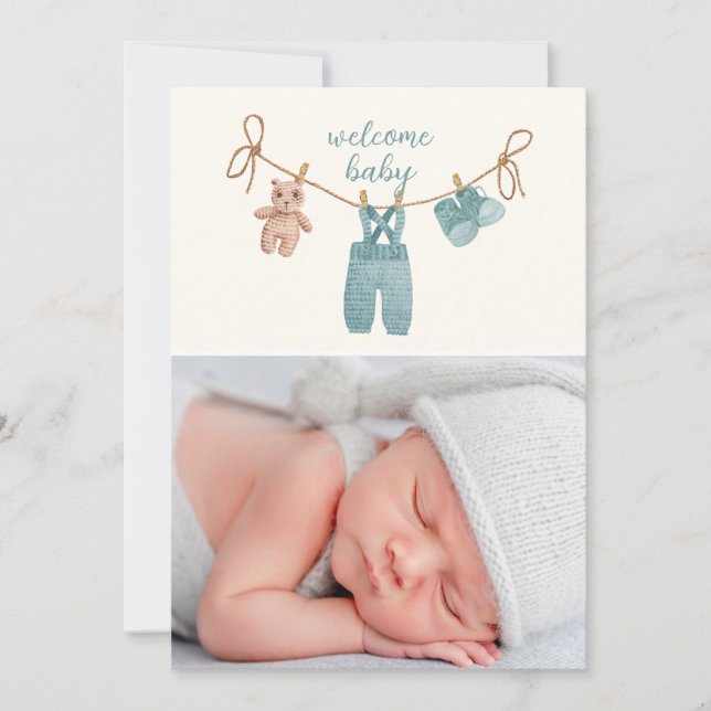 Carte d'annonce de naissance BOHO Baby Clothes (Devant)