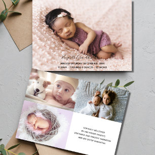 Carte d'annonce de naissance de bébé avec photo pe