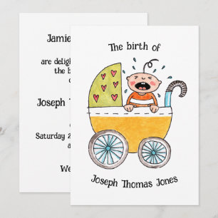 Carte d'annonce de naissance de bébé mignon dans u