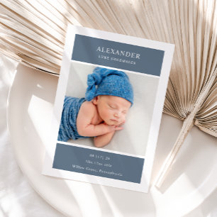 Carte d'annonce de naissance de bébé photo minimal