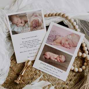 Carte d'annonce de naissance de bébé photo minimal