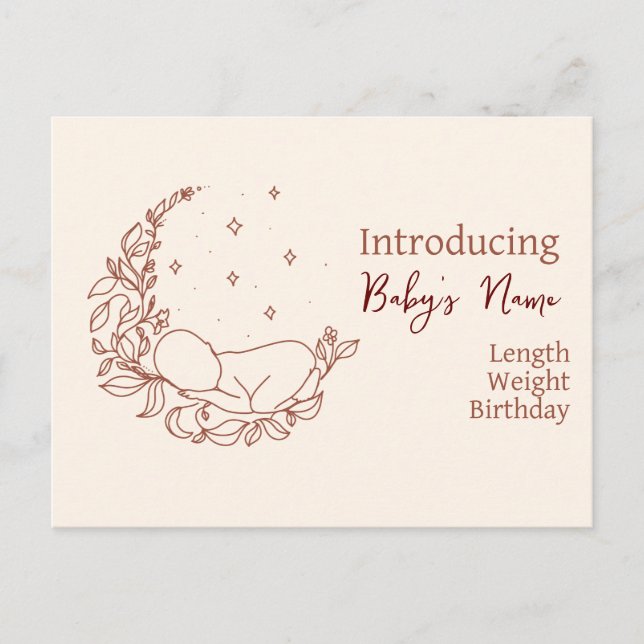 Carte d'annonce de naissance de nouveau-né (Devant)