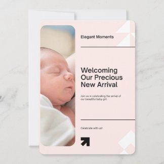 Carte d'annonce de naissance élégante pour bébé fi