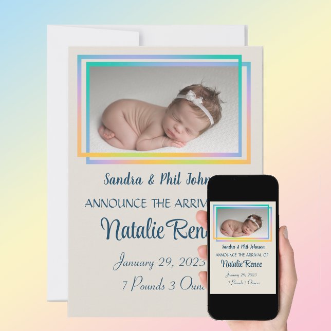 Carte d'annonce de naissance simple et élégante (Créateur téléchargé)