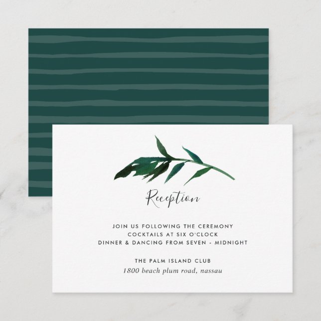 Carte d'annonce de réception Palmier à l'aquarelle (Devant / Derrière)
