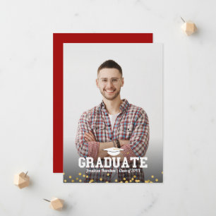 Carte d'annonce de remise de diplôme avec photo de