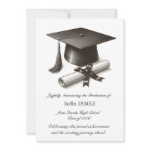 Carte d'annonce de remise de diplôme élégante