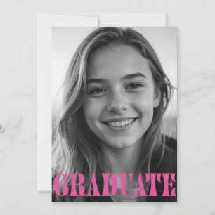 Carte d'annonce de remise de diplôme moderne rose
