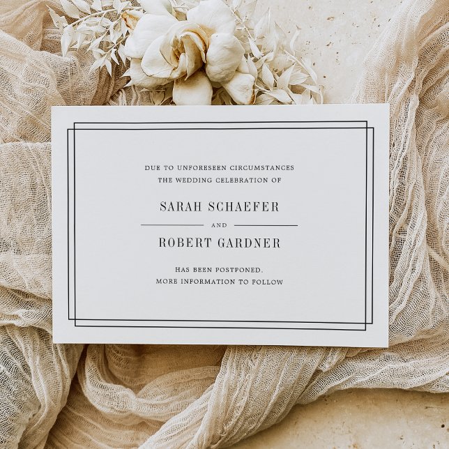 Carte d'annonce de report de mariage simple (Créateur téléchargé)
