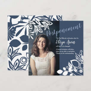 Carte d'annonce Fleurs Blanc Gris-Bleu