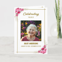 Carte d'annonce pliée célébrant une vie