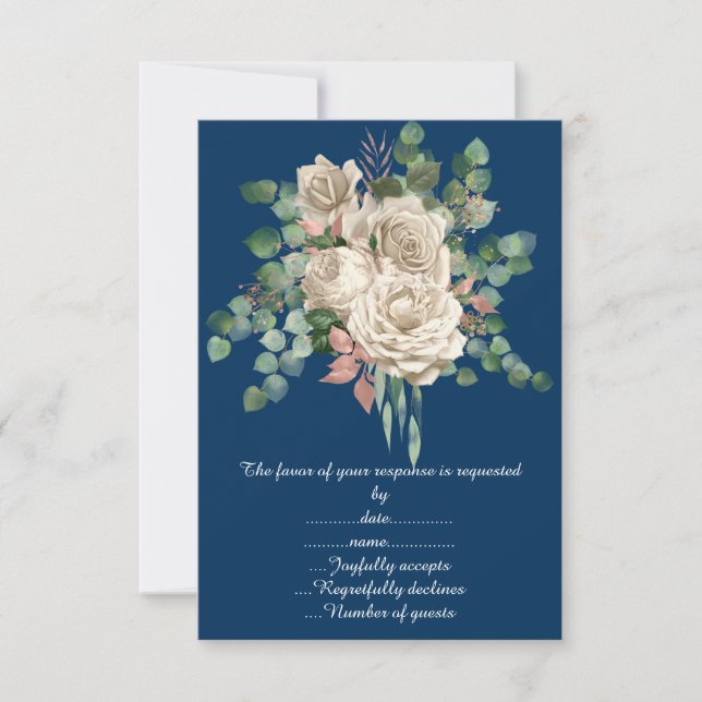CARTE D'ANNONCE RSVP EUCALYPTUS ROSE NAVALE (Devant)
