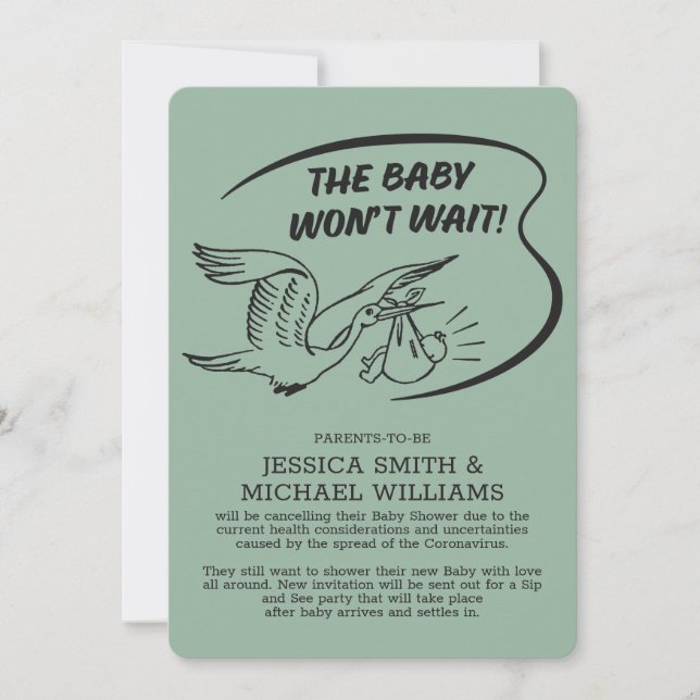 Carte d'annulation Coronavirus baby shower (Devant)
