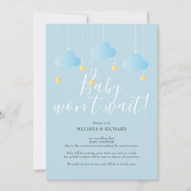 Carte d'annulation de Baby Shower, Sprinkle (Devant)