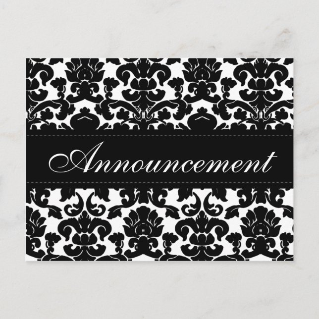 Carte d'annulation Mariage damassé noir et blanc (Devant)