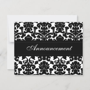Carte d'annulation Mariage damassé noire et blanch
