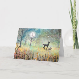 Carte Dans la clairière cerf et lapin Art