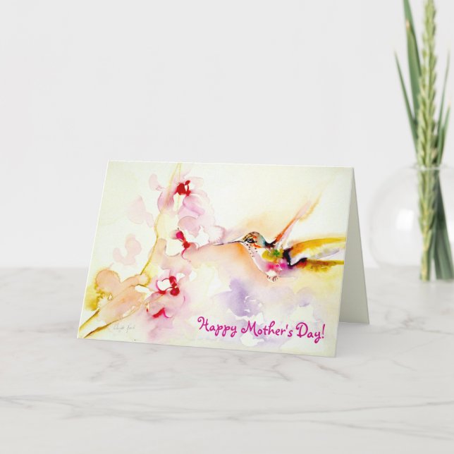 Carte "Dans" la copie rose de colibri (Devant)