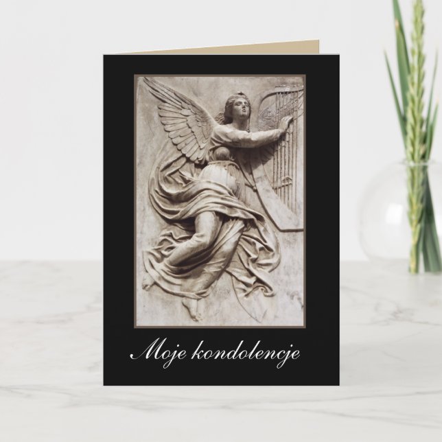 Carte Dans la sympathie - polonais - ange avec l'harpe (Devant)