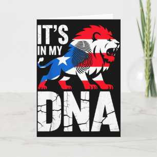 Carte Dans l'ADN lion rugissant à Porto Rico drapeau ric
