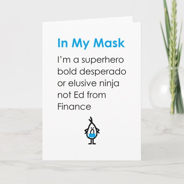 Carte Dans Mon Masque, Une Pensée Drôle De Vous Poème (Devant)
