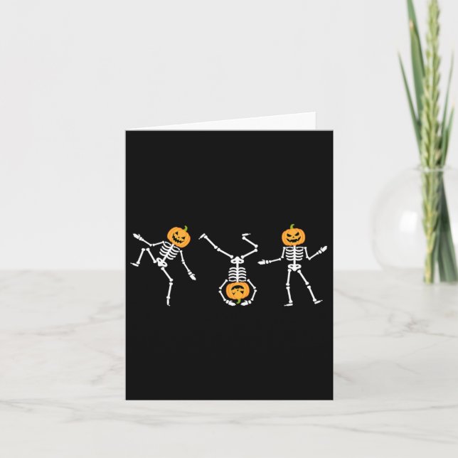 Carte Dansant amusant Squelette Halloween Citrouille Ske (Devant)